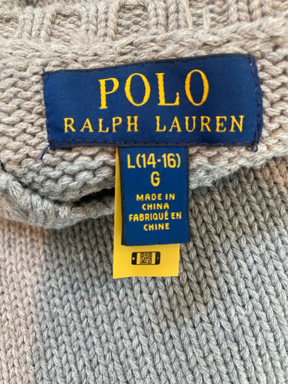Polo Ralph Lauren Gray American Flag Sweater 100% Cotton Women’s XS Youth 16 - Picture 2 of 10